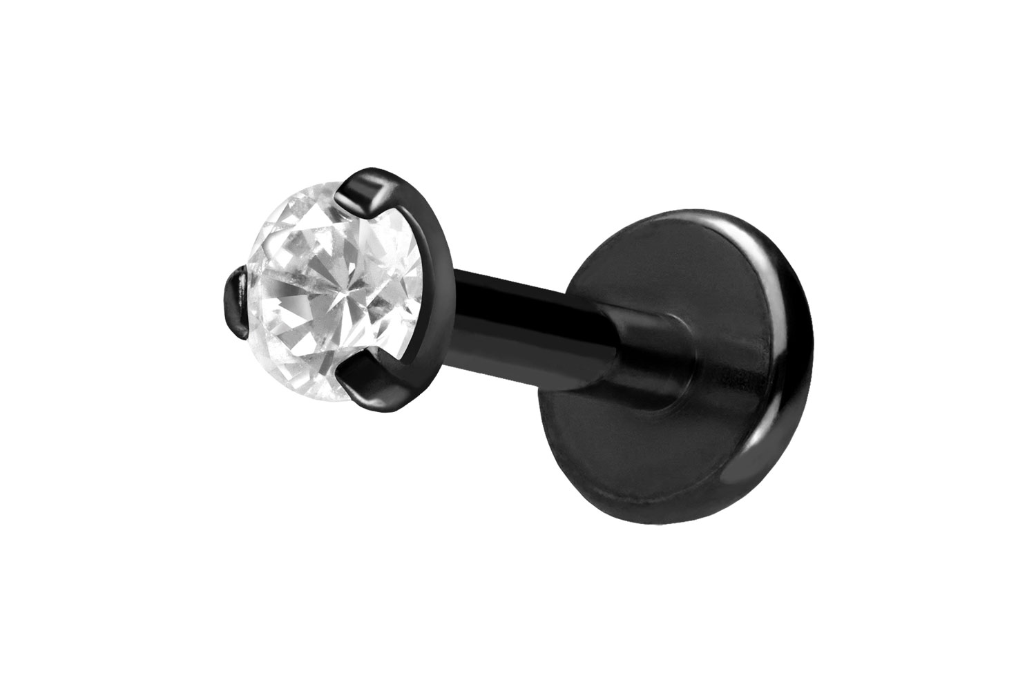 Titan Labret Piercing mit Push Fit EINGEFASSTER KRISTALL